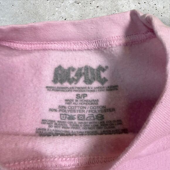 AC/DC Let There Be Rock 1977 Pink Sweatshirt Women’s Small Crewneck Pullover - Picture 8 of 10